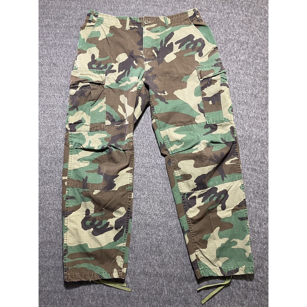 MSI International Pants Mens Green Military Woodland Camo Cargo Combat Size M